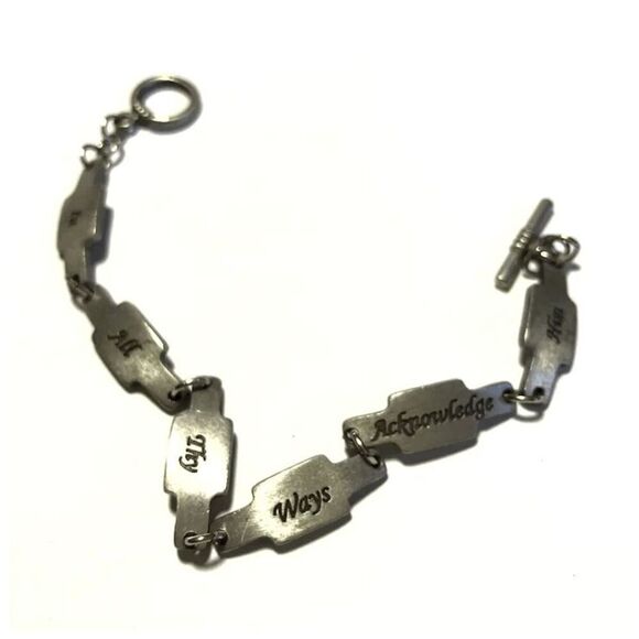 Vintage Christian “In All Thy Ways Acknowledge Him” 8” Pewter Bracelet - Picture 2 of 6